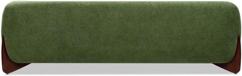 Comfynest Bouclé Round-Arm Sofa – Plush Sherpa-Textured Curved Couch with Solid Wood Sled Legs & Foam Cushions (Green) - Image 5